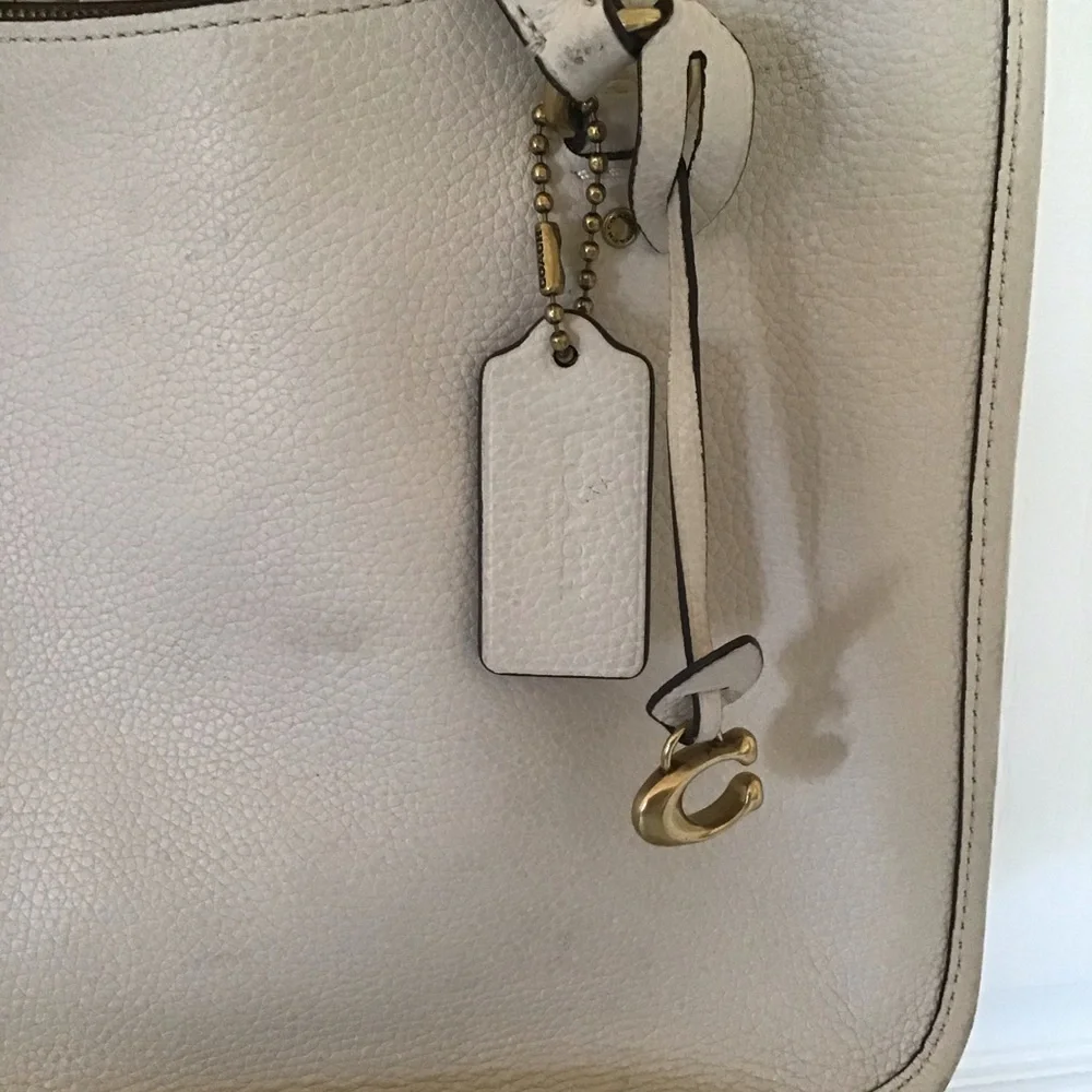 Coach Cream Leather Satchel with Detachable Strap